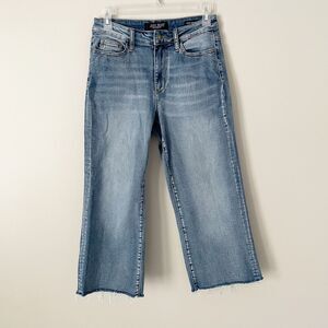Judy Blue Size 26 High Rise Wide Leg Crop Cropped Jeans Frayed Hem